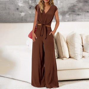 High Waist Slim-fit Wide-legged Pants Suit