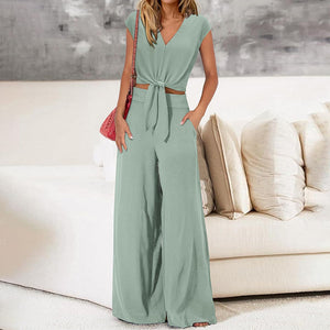 High Waist Slim-fit Wide-legged Pants Suit