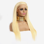 Reality golden long straight lace headgear