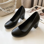 Black Leather Shoes Women's Professional High Heel Elegant