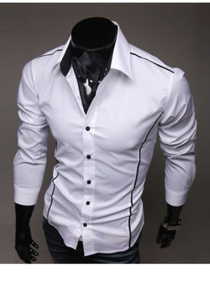 Men Shirt Fashion Cotton Slim Men Shirt Long Sleeve High Quality Casual Black White Gray Men Shirt For Men