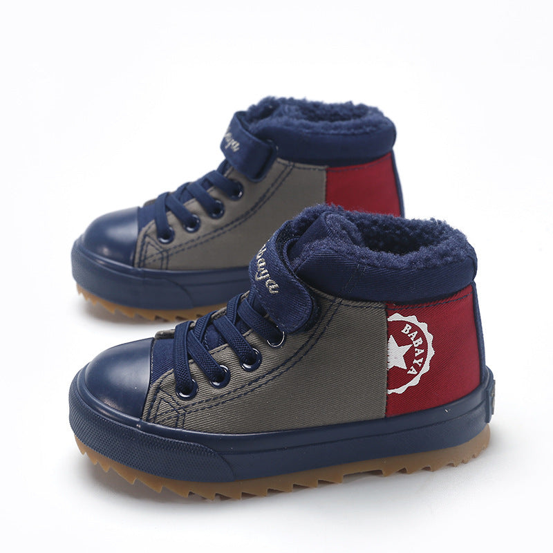 New Winter High-top And Velvet Warm Cotton Shoes For Boys