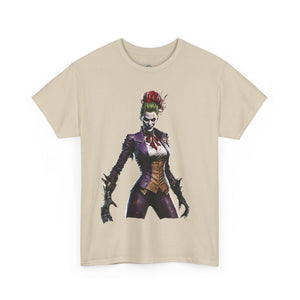 Bold Joker Graphic Unisex Heavy Cotton Tee, Casual Streetwear, Gift for Comic Fans, Halloween Costume Top, Everyday Wear