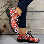 Women's Floral Santa Claus Sneakers And Nude British Lefu Shoes For Women