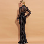 Sequins Women Maxi Dresses Long Sleeve Female Party Dresses