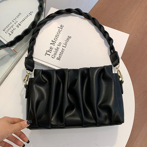 New Fashionable All-match Pleated Shoulder Crossbody Fashion Chain Small Square Bag