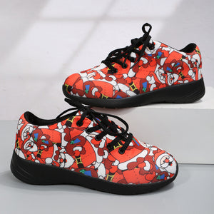 Women's Floral Santa Claus Sneakers And Nude British Lefu Shoes For Women