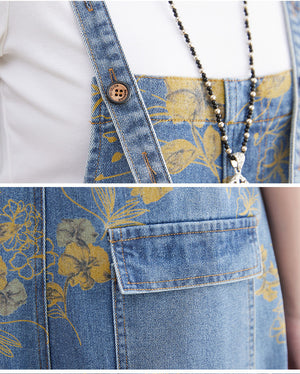 New Spring Printed Jean Suspenders For Women