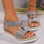 Women's Metal Buckle Decorative Hemp Rope Sandals