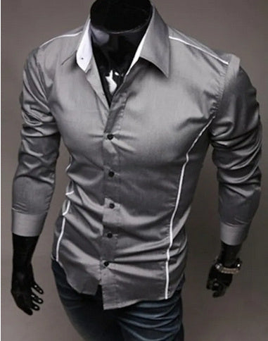 Men Shirt Fashion Cotton Slim Men Shirt Long Sleeve High Quality Casual Black White Gray Men Shirt For Men