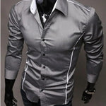 Men Shirt Fashion Cotton Slim Men Shirt Long Sleeve High Quality Casual Black White Gray Men Shirt For Men