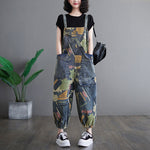 Literary Retro Large Size Jean Suspenders