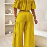 Women's Short Sleeve Suit With Summer Sleeve Pleats