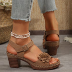 Women's Flowers Chunky Heel Sandals