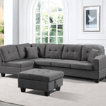 Left Fabric Sofa With Ottoman