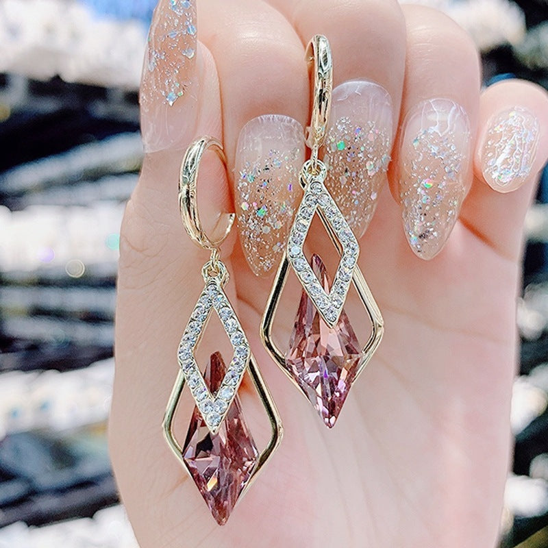 Women's Earrings In Geometric Crystal Glass