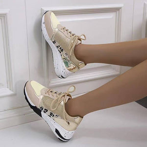 Lace Up Sneakers Wedge Flat Casual Walking Running Shoes For Women