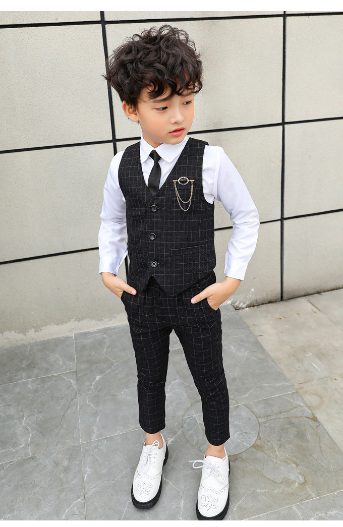 Boys Autumn Clothing Two-piece Vest Set