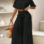 Women's Short Sleeve Suit With Summer Sleeve Pleats