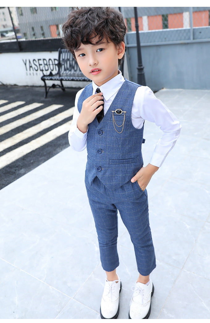 Boys Autumn Clothing Two-piece Vest Set