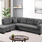 Left Fabric Sofa With Ottoman