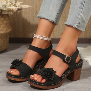 Women's Flowers Chunky Heel Sandals