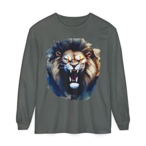 Vibrant Lion Long Sleeve Tee, Unisex Animal T-Shirt, , Nature Lover's